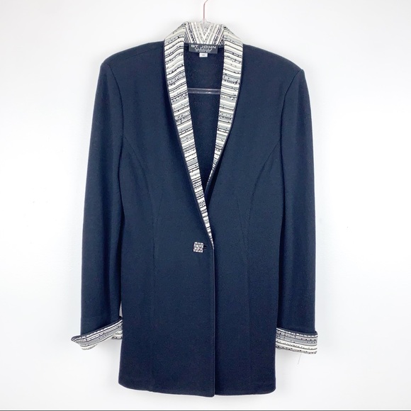 St. John Jackets & Blazers - St. John Evening Striped Long Blazer Black 10